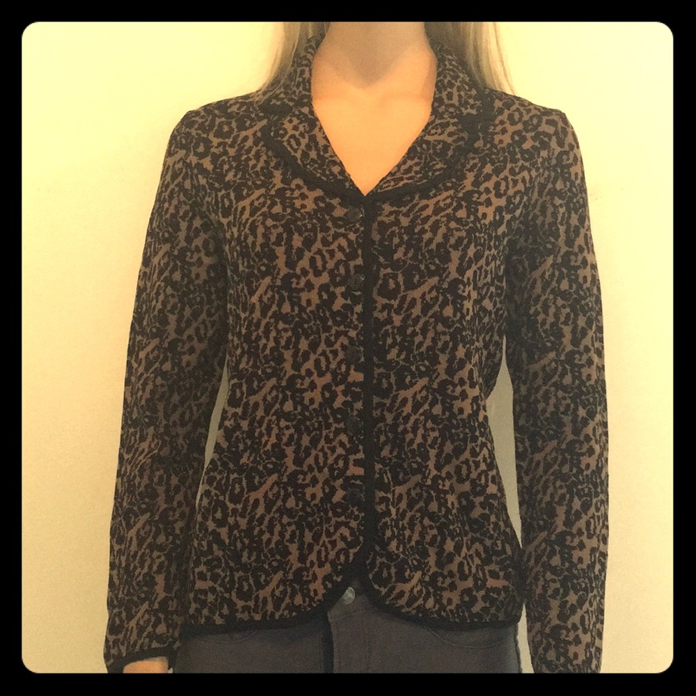 Grace Dane Lewis Blk&Taupe Animal Print Sweater